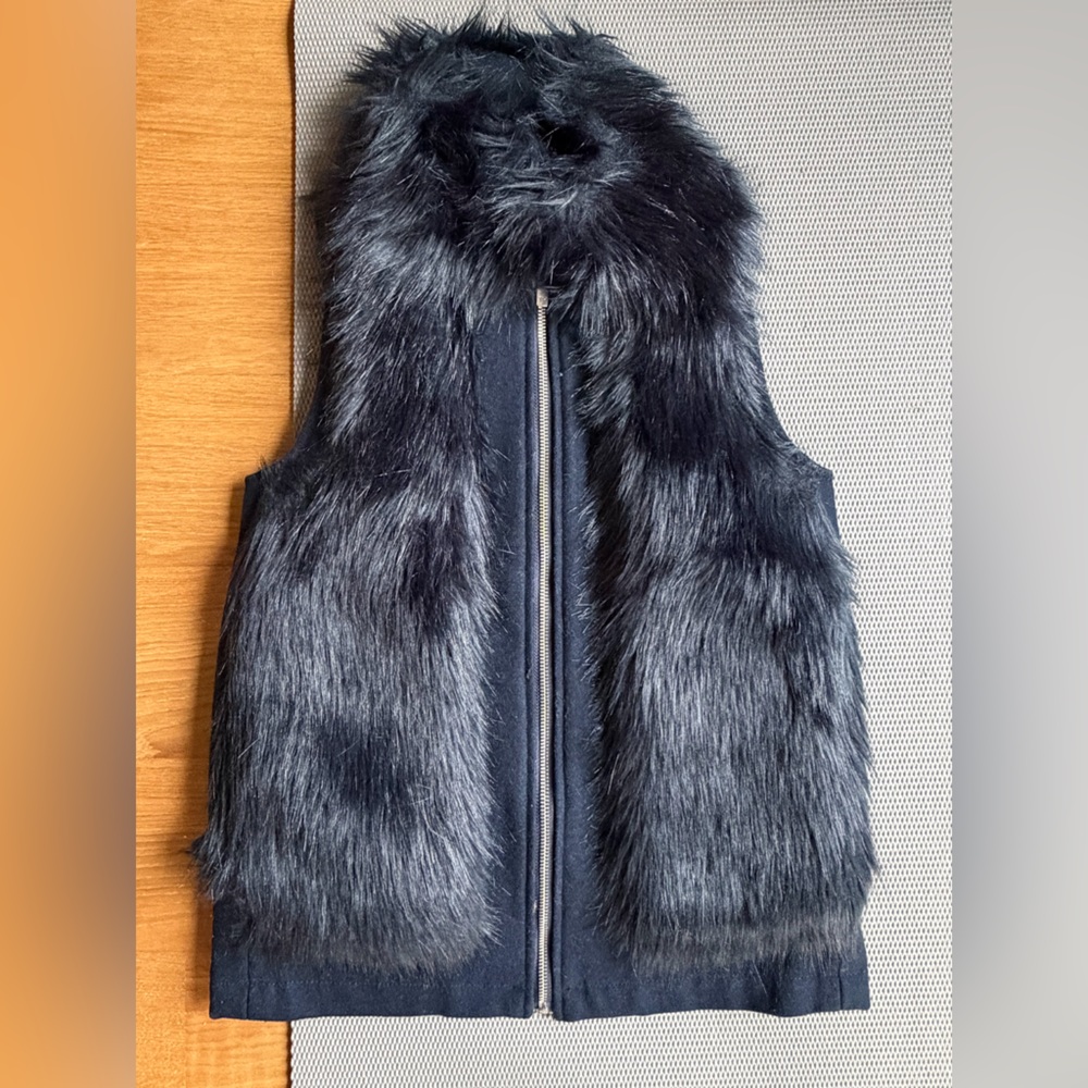 Tommy Hilfiger Navy Faux Fur Vest sz XS
